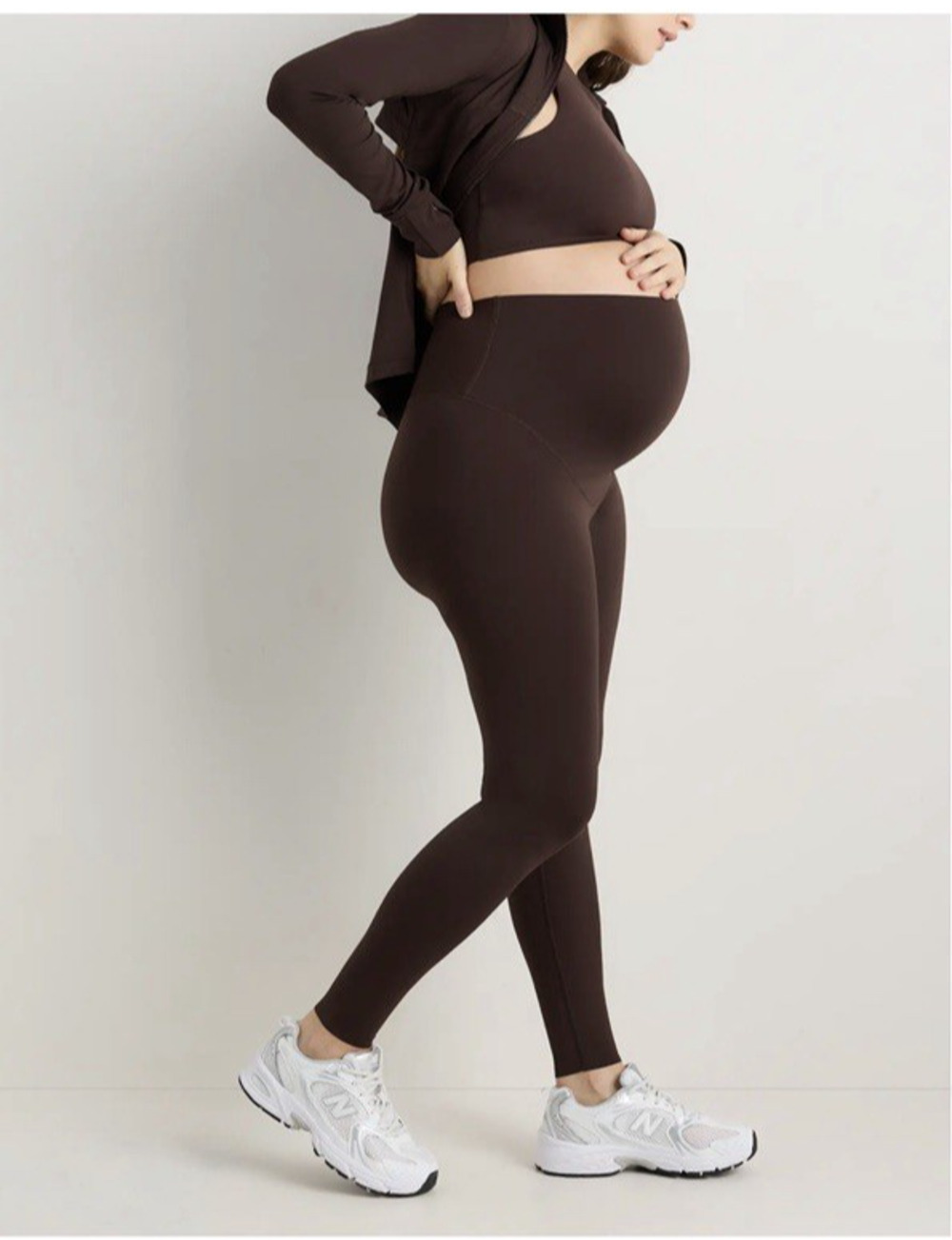 Quince Ultra Soft Maternity Leggings Women's Sz Large Over Belly Espresso Brown